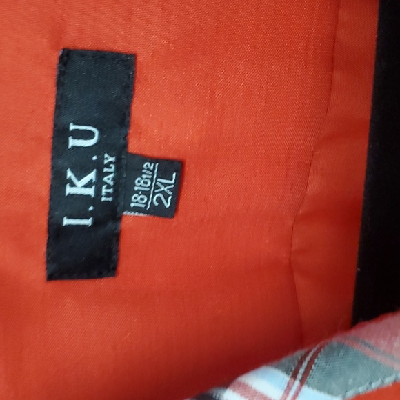 I.K.U. 2XL Mens Red Long Sleeved button down shirt plaid collar interior Reg Fit - Picture 5 of 13